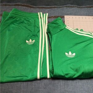 adidas Originals Firebird Green Tracksuit with White Stripes